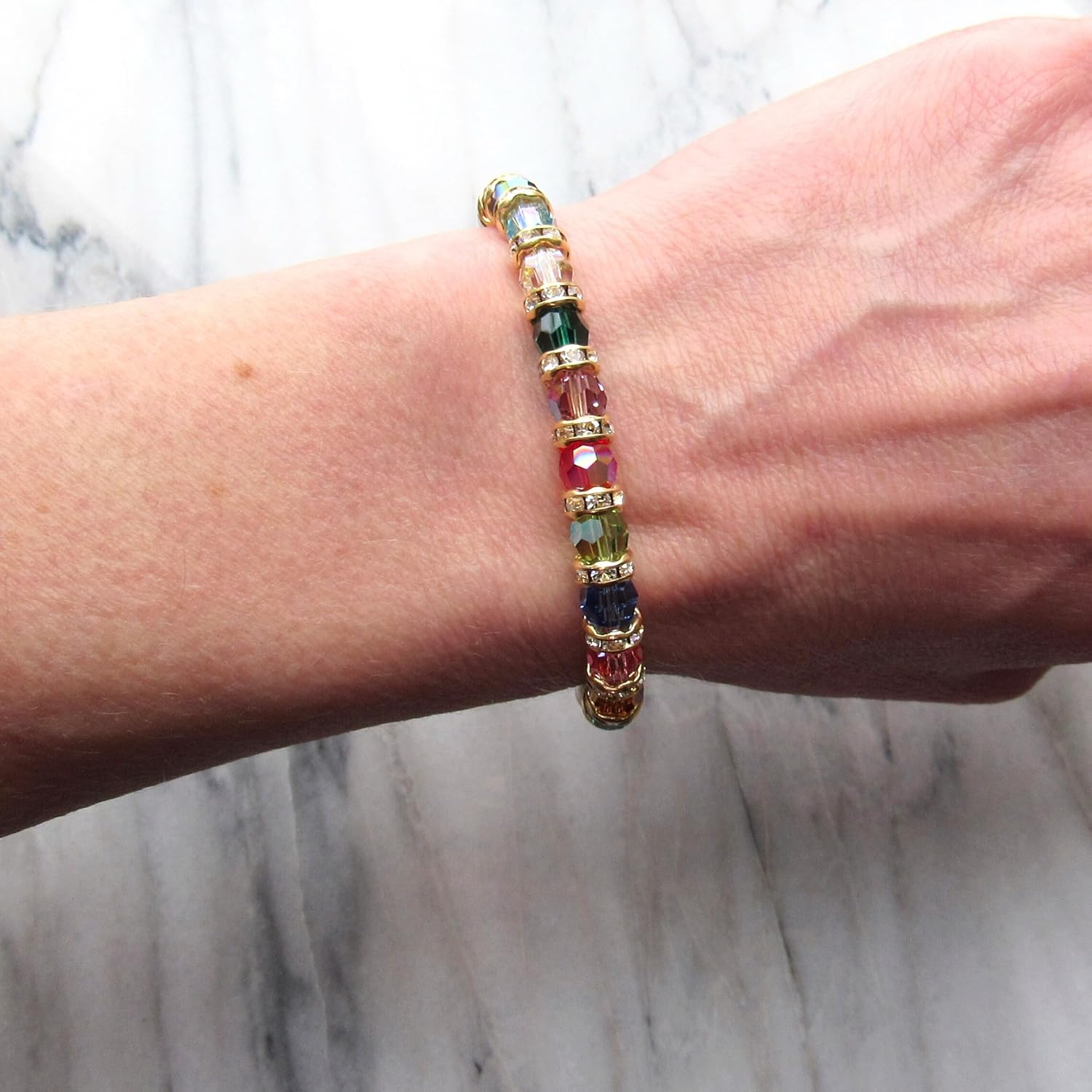 Meaningful Gifts for Mom Grandma, Custom Mothers Bracelet with 1-18 Birthstones, Personalized Family Jewelry Gold, Birthday Mothers Day Gift for Wife, Choose Your Own Stones and Size