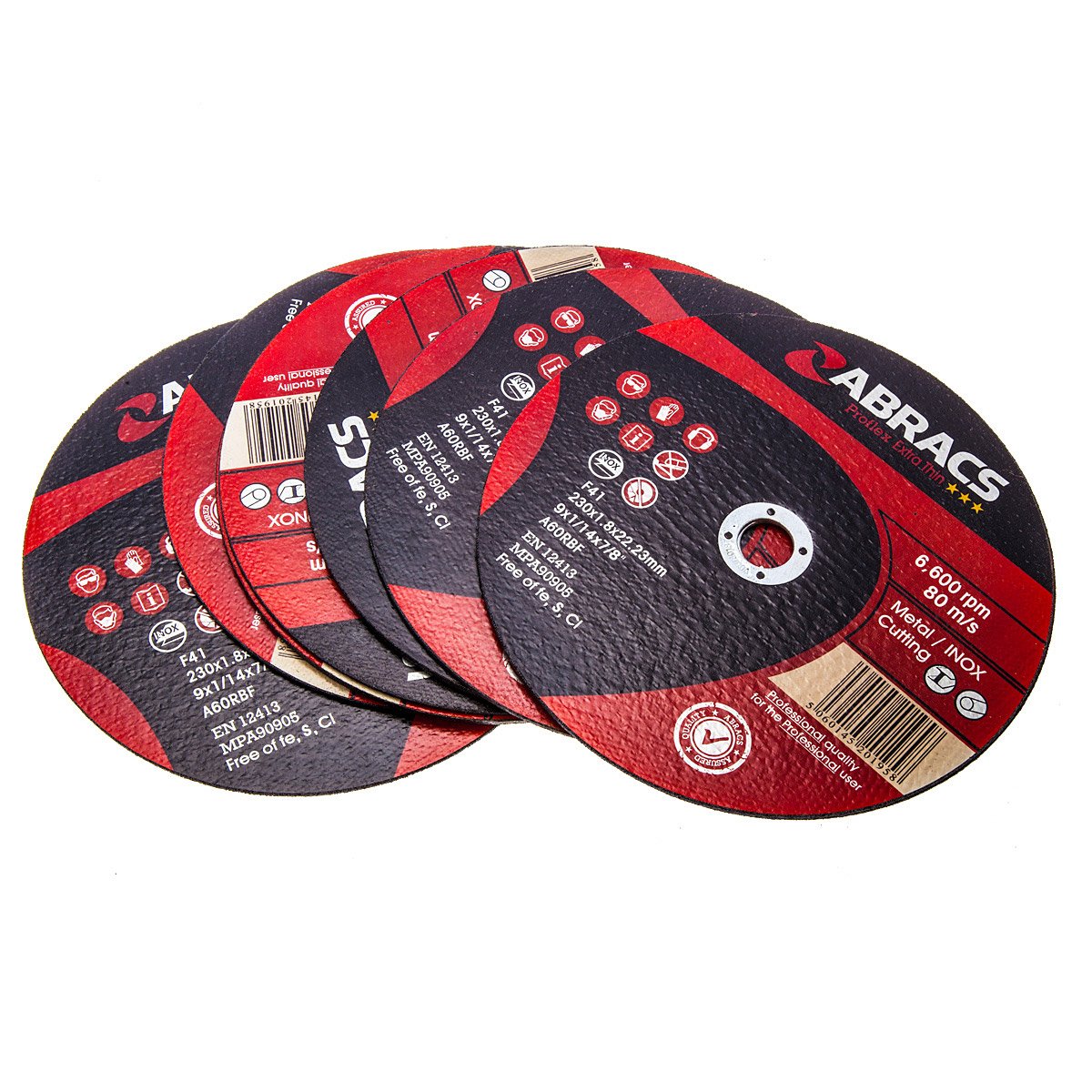 Abracs PFET23018FI 230 x 1.8 x 22 mm Extra Thin INOX Cutting Disc - Red (Pack of 10)