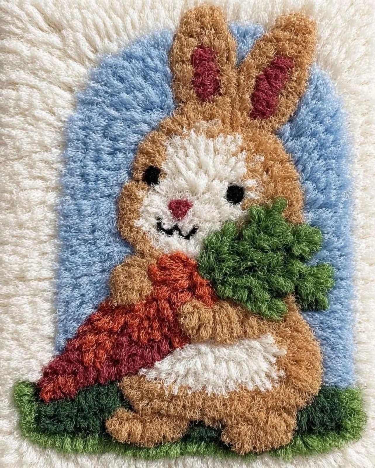 Wallphantom Latch Hook Rug Kit for Adults,Rabbit and Carrot