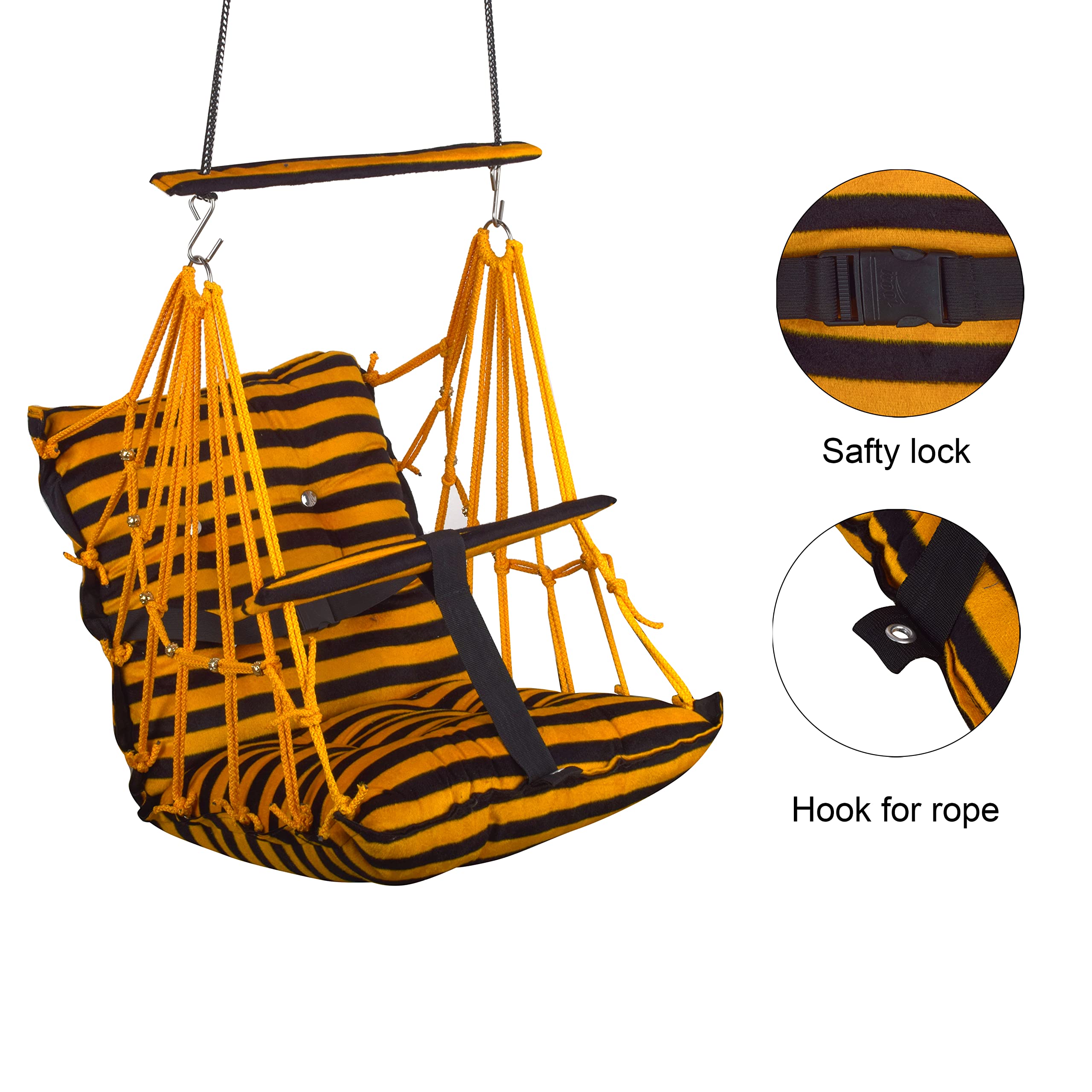 BOFFLE® Cotton Swing Chair for Kids Baby's Children Folding and Washable1-3 Years with Safety Belt/Home,Garden Jhula for Babies|Swing for Kids | Seat and Back Side 16x16 inch 2