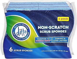 Ditto Non-Scratch Scrub Sponges (6 Pack) - Durable and Long Lasting - Safe On All Surfacesâ€¦