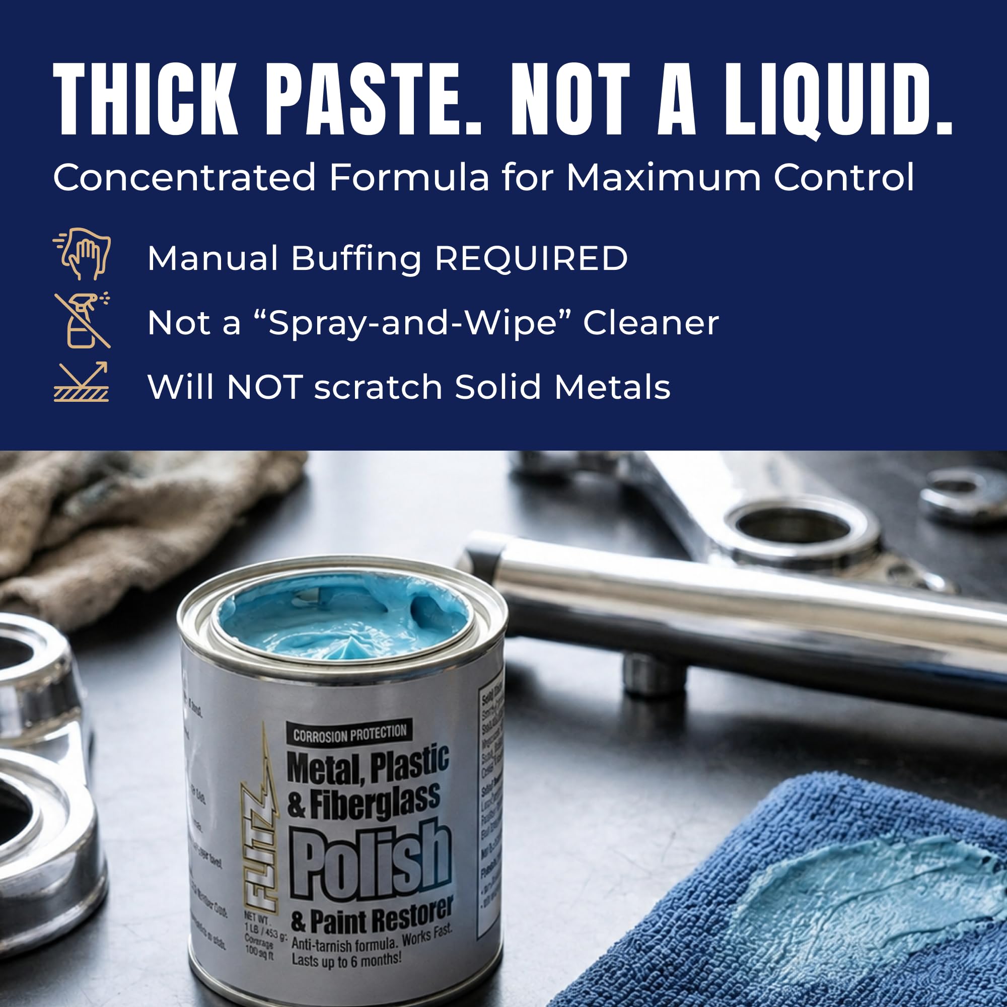 Flitz Metal, Plastic & Fiberglass Polish Paste - 1. 0lb