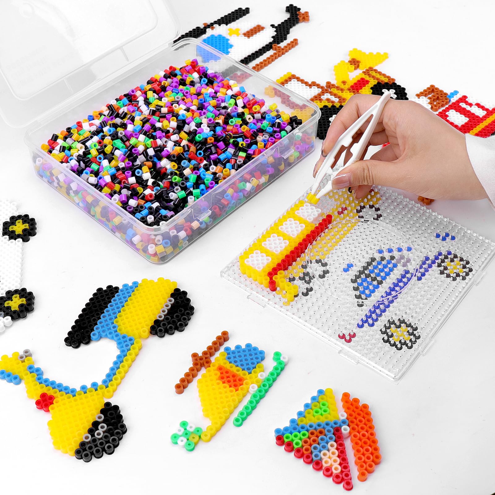 Homgaty Lot de 1500 perles à repasser à paillettes de 10 mm - Avec plaques enfichables et