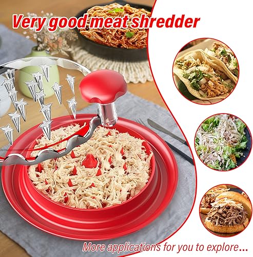 Miniatura 3 de Trituradora de pollo, máquina trituradora de carne, herramienta giratoria con asas de cubierta transparente y base antideslizante para carne molida