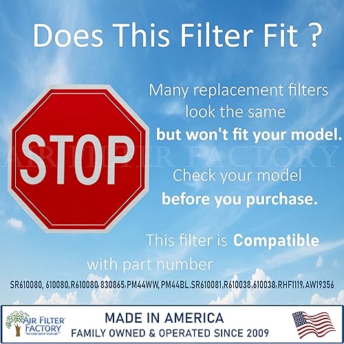 Miniatura 7 de Air Filter Factory Repuesto compatible para Broan SR610080, 610080 R610080 830865 PM44WW PM44BL SR610081 R610038 610038 RHF1119 AW19356 Filtro de