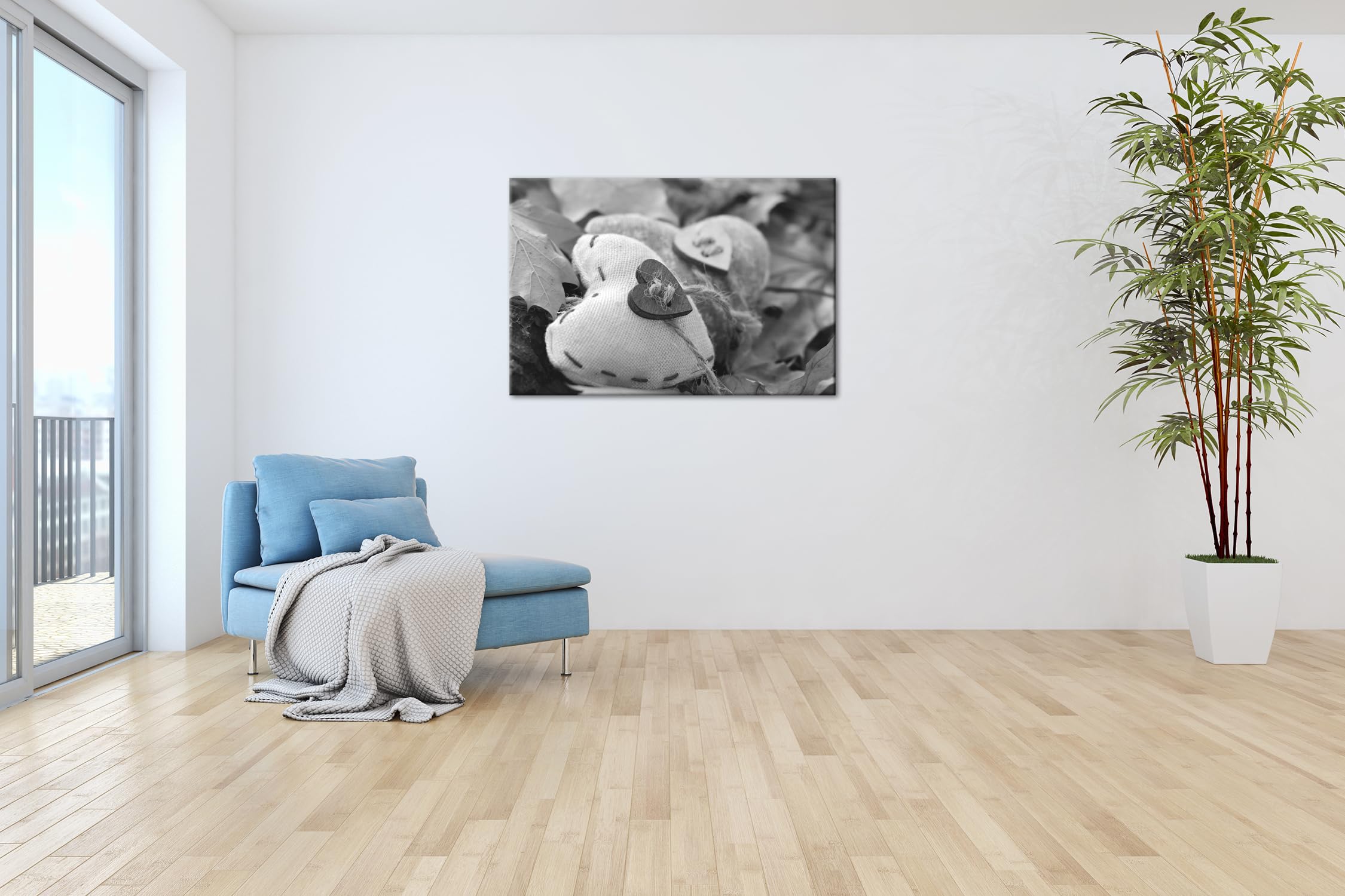 deyoli Décoration automnale - Format : 75 x 50 cm - Effet : noir/blanc - Impression numérique de qualité supérieure avec cadre en bois