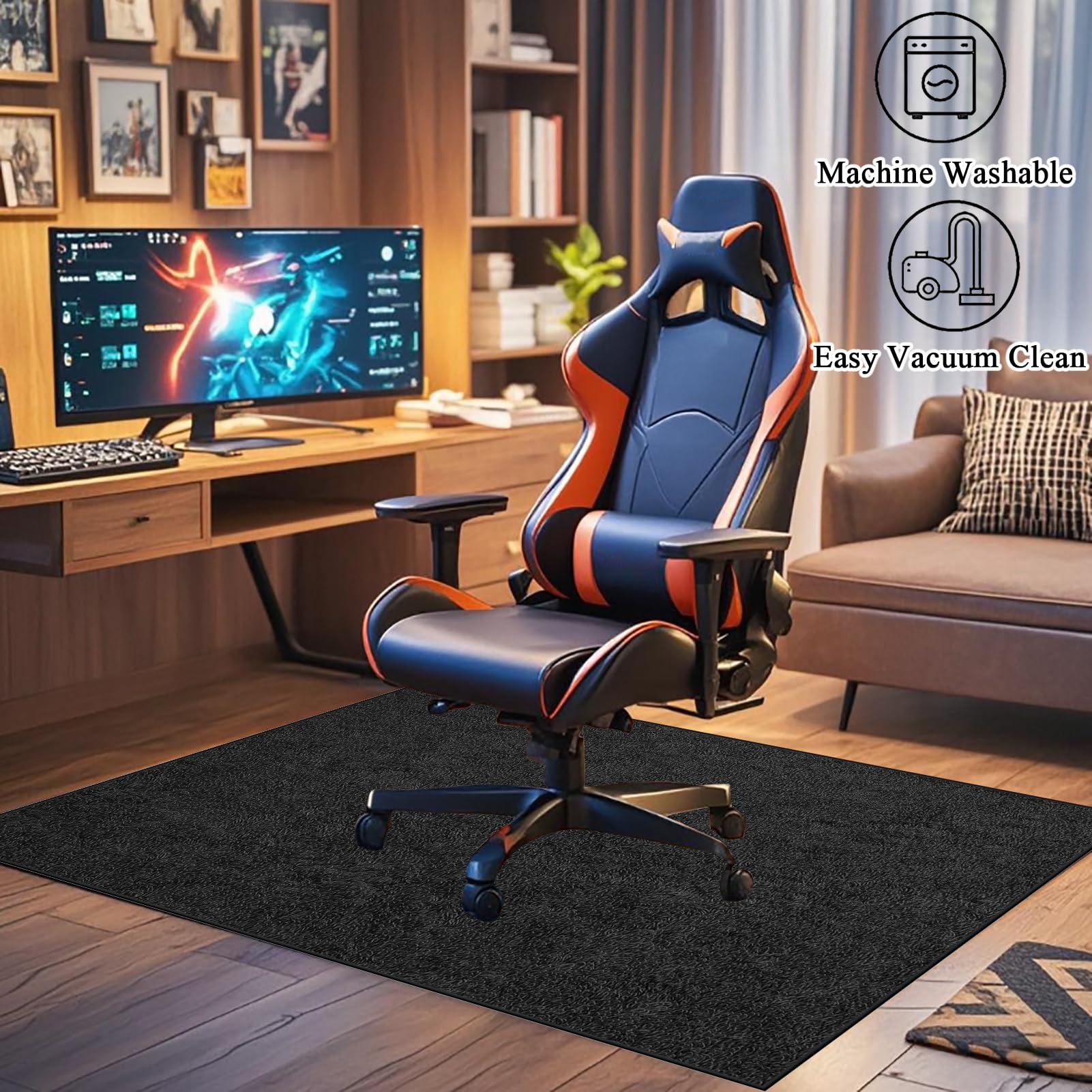 Tapis Chaise de Bureau Gaming, Tapis de Chaise à Rouler, Protège Sol sous Chaise, Tapis Chaise de Bureau, Tapis Gamer Sol Antidérapant, Tapis pour Protection de sols durs 120 x 160 cm
