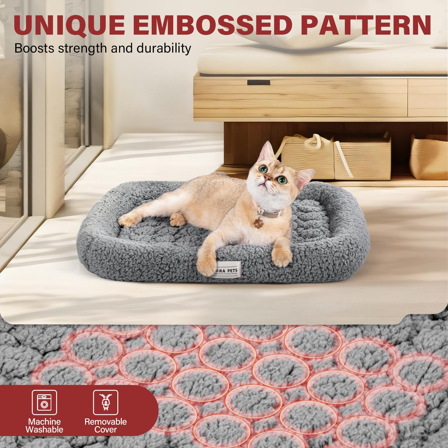 Mora Pets Manta térmica para Gatos Manta autocalentable para Gatos y Perros Cama termica Alfombra calefactora sin Electricidad y baterías 43 X 49 cm