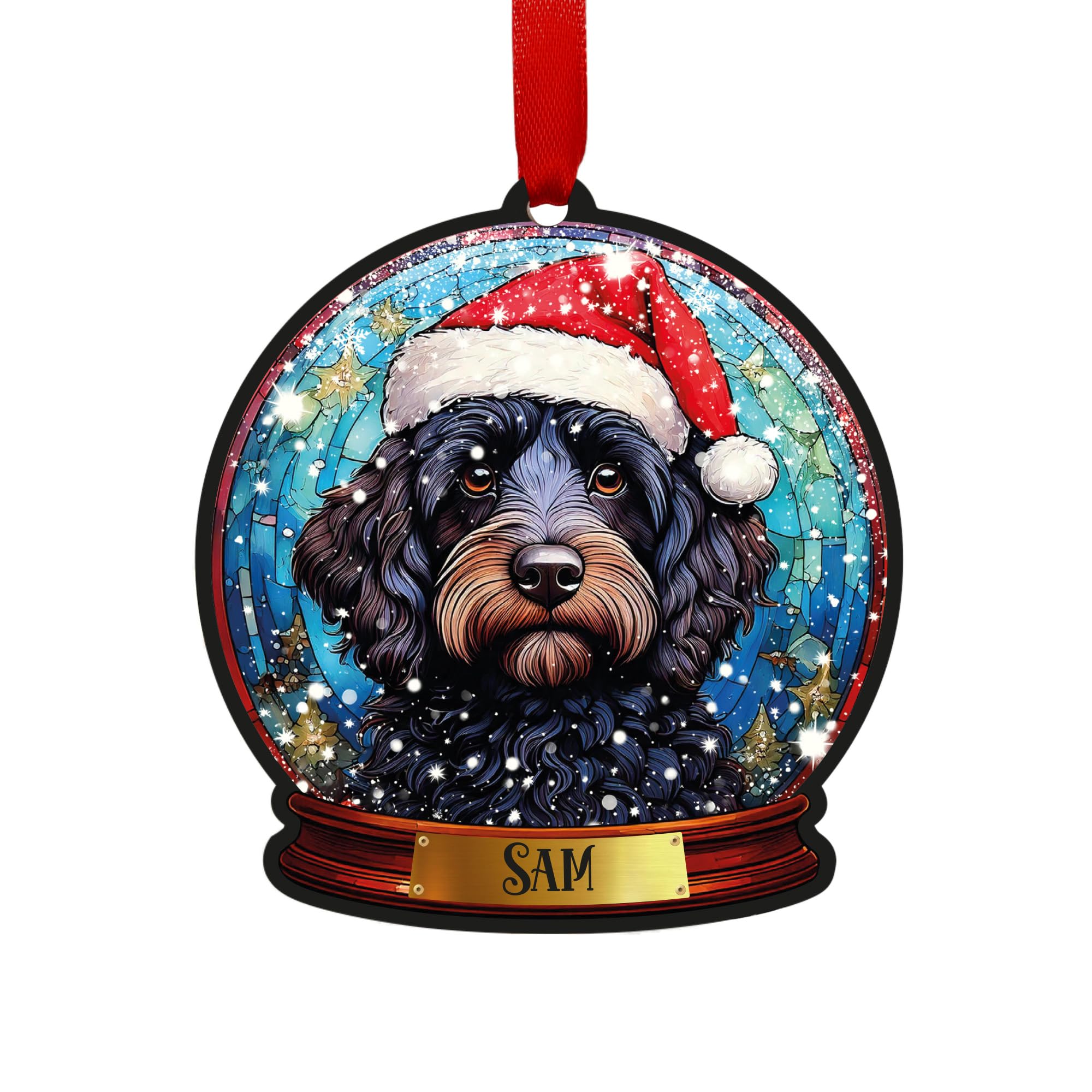 Cockapoo Black Personalised Snow Globe Decoration