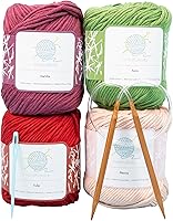 Vista 1 de mindfulknits - Kit de tejido de toalla para principiantes - Incluye hilo de tejer 100% algodón + agujas de tejer circulares y aguja de hilo