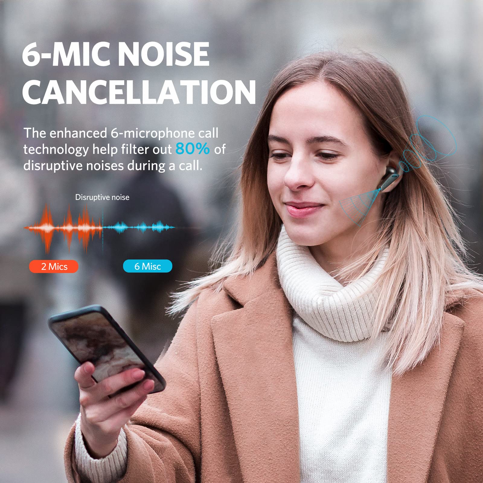 Active Noise Cancelling Wireless Earbuds, EarFun® Air Pro Hybrid ANC