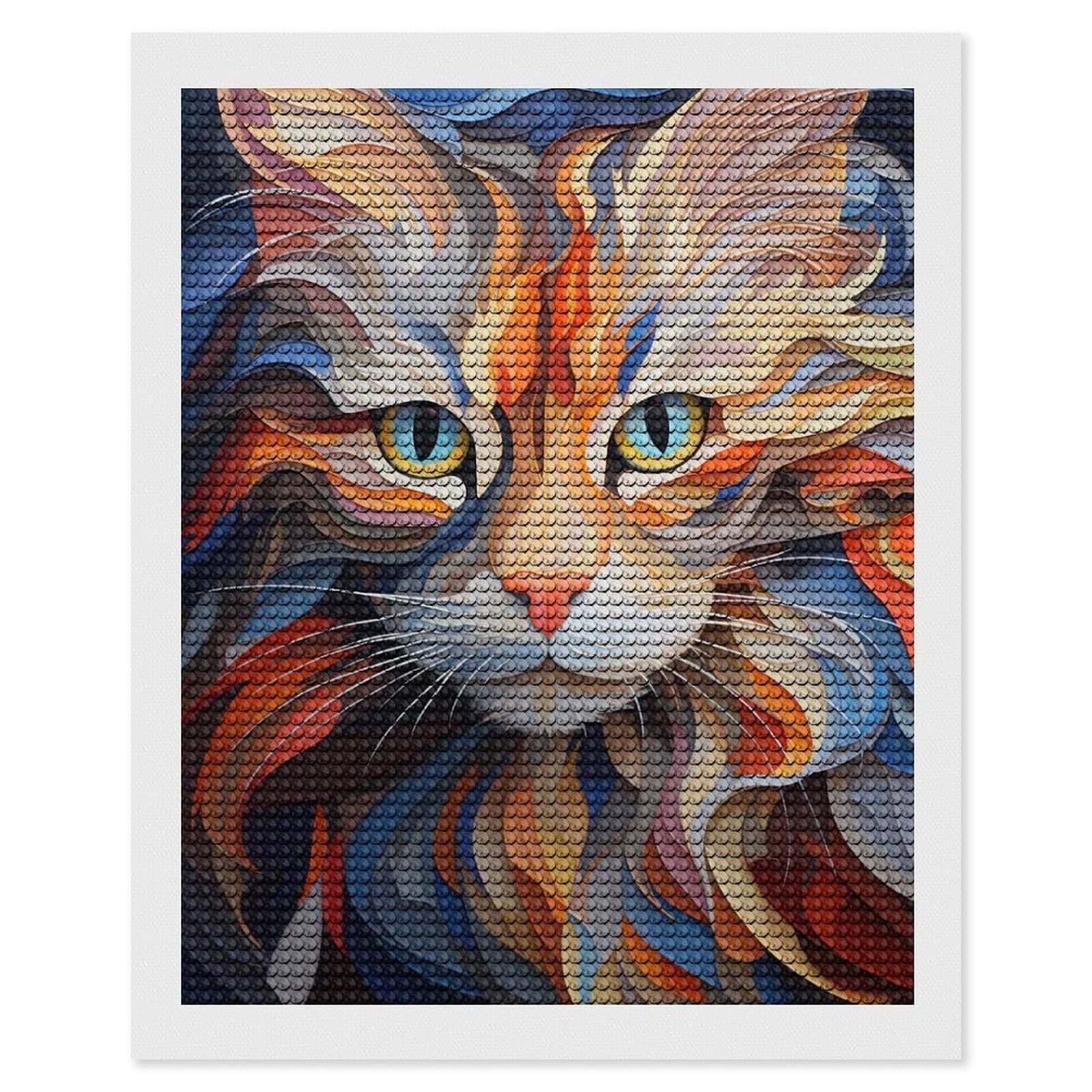 Junmoney Sassy Cat Diamond Art Canvas 16"x20", for Adults, Pleasing Wall Art Project, Modern Decor, Gift Idea, Nice Detail and Sparkle