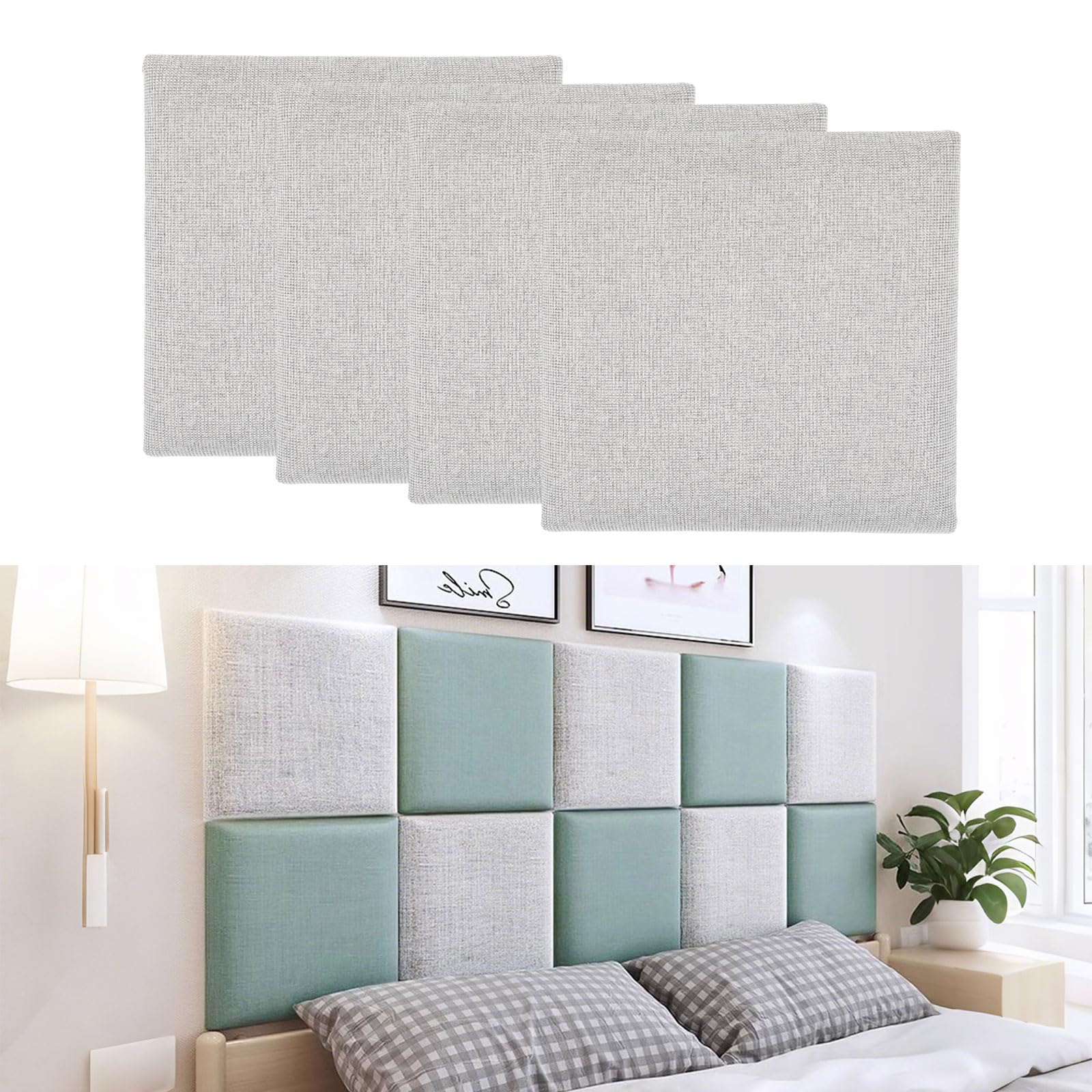 Tokenhigh Anti-Collision Wall Padding, 30x30cm Padded Wall Panels, Self Adhesive Headboard Panel, 3D Walls Cushion Protection, Shockproof Peel and Stick Wall Sticker for Bedroom Playroom (Light Grey)