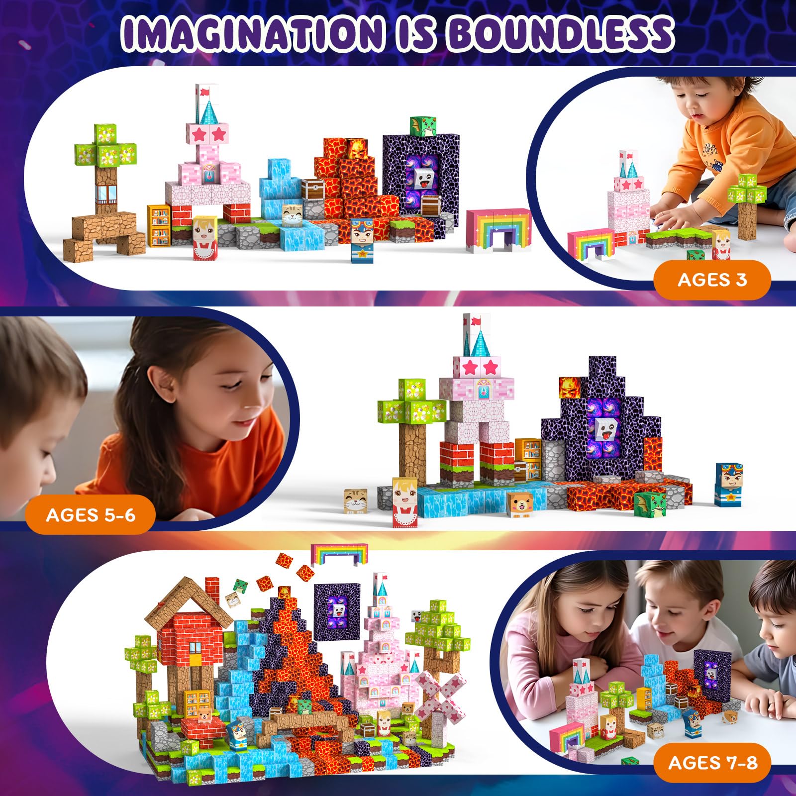 Crifeton Costruzioni Magnetiche per Bambini 150 PCS 2CM 3+ Giochi Cubi Magnetici Blocchi Magnetic Building Blocks Giocattoli Montessori a Partire da 3 4 5 6 7 8 9 10 11 12 Anni Regali di Compleanno