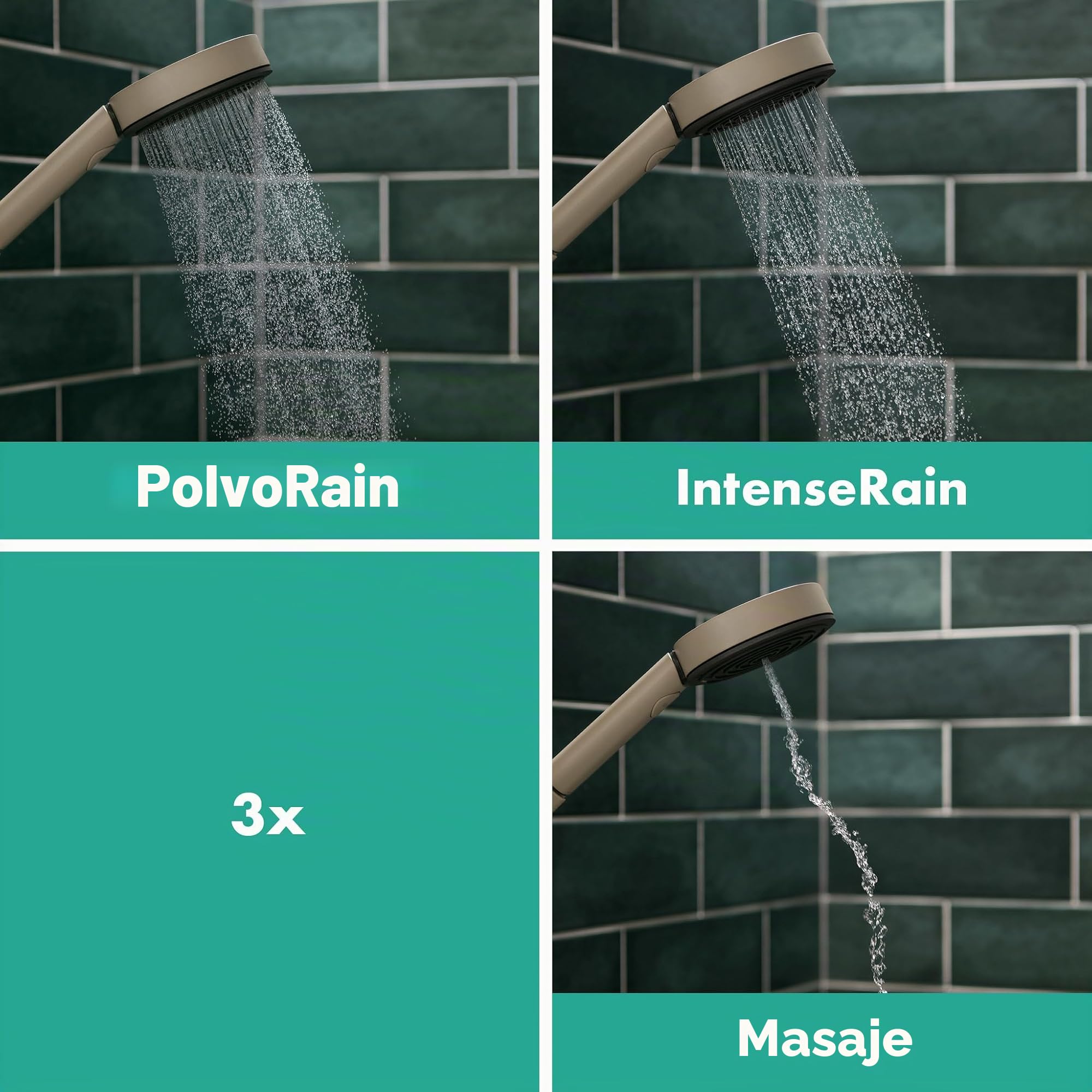 hansgrohe Pulsify Planet Edition - ducha de mano ahorro de agua 5,7 l/min (EcoSmart+), alcachofa de ducha con 3 tipos de chorro (Relaxation), cabezal de ducha redondo (⌀ 105mm), arena, 26077210