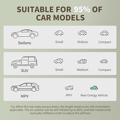 Miniatura 5 de Naturehike Colchón de coche grueso de 2.56 pulgadas para campamento SUV, almohadilla de dormir autoinflable, colchón de aire de espuma viscoelástica