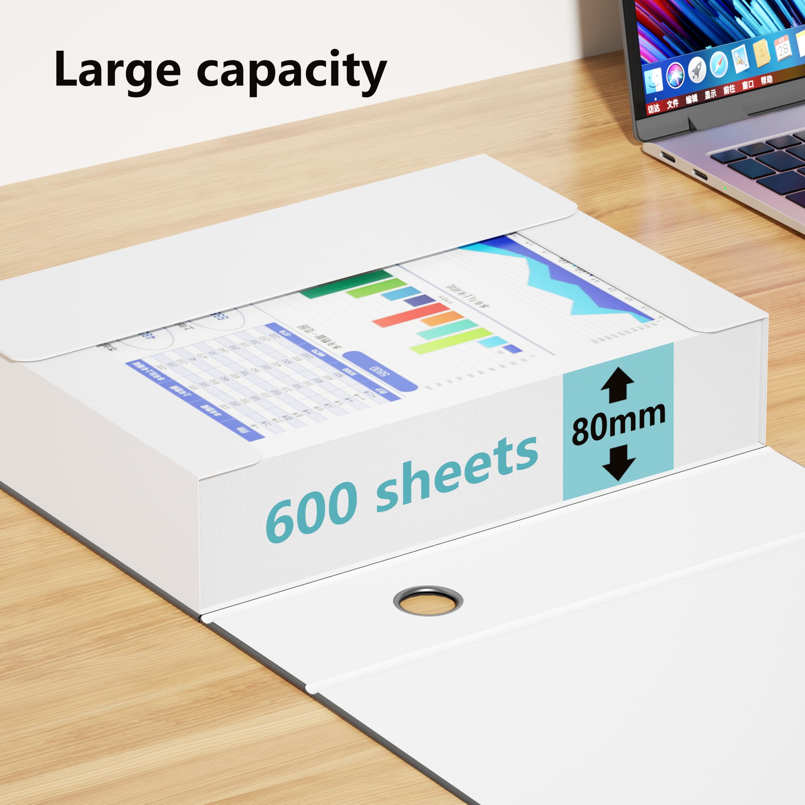 JiaWei Lot de 3 boîtes de classement A4 avec couvercle magnétique, dos de 80 mm, carton extra résistant de 1800 g/m², 32×24×8cm bureau Boite à Archive avec étiquettes remplaçables -Noir