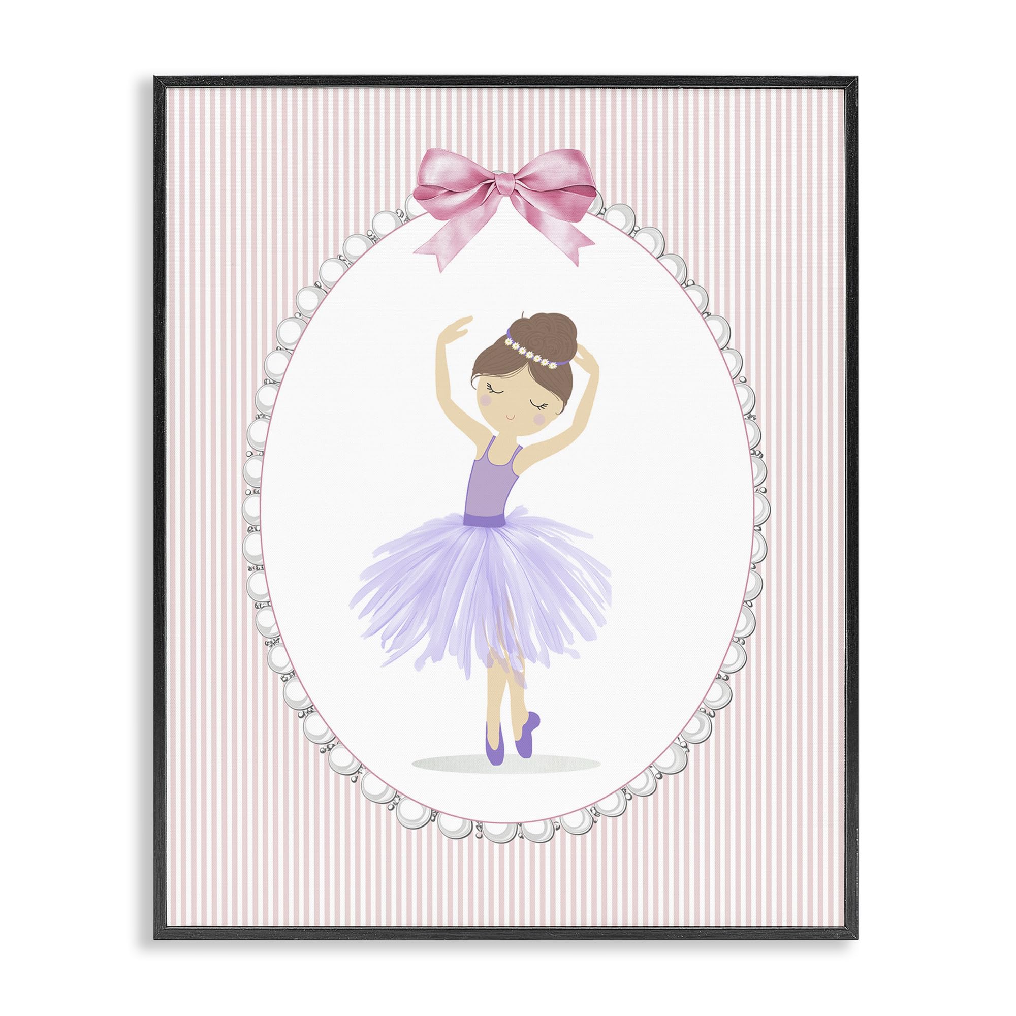 Stupell Industries Midnight Black (Textured) 'Graceful Dance On Stripes'| Framed Giclee Art