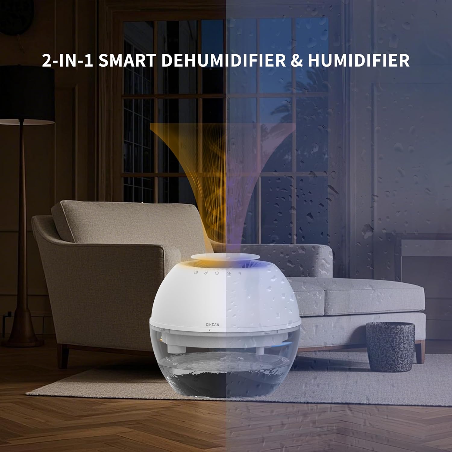 Dual-Function Humidifier & Dehumidifier 152oz Water Tank Steam distillation humidification for Bedroom With Drain Hose Humidifer RV Bathroom Auto Adjustment Timer Setting 7 Color LED Lights image 8 of 8 B0F12FYBW3