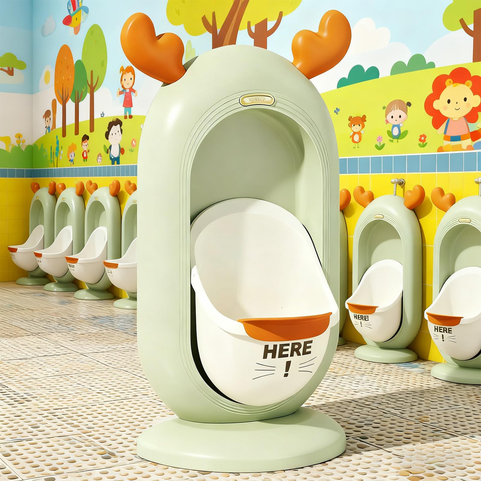 Urinal für das Erlernen der Sauberkeit, Wandtoilette mit Cartoon-Motiv, Lernurinal im Stehen – für Badezimmer, Haus, Schule, Kindergarten, Kinderzimmer, Kinderzimmer, Nursing