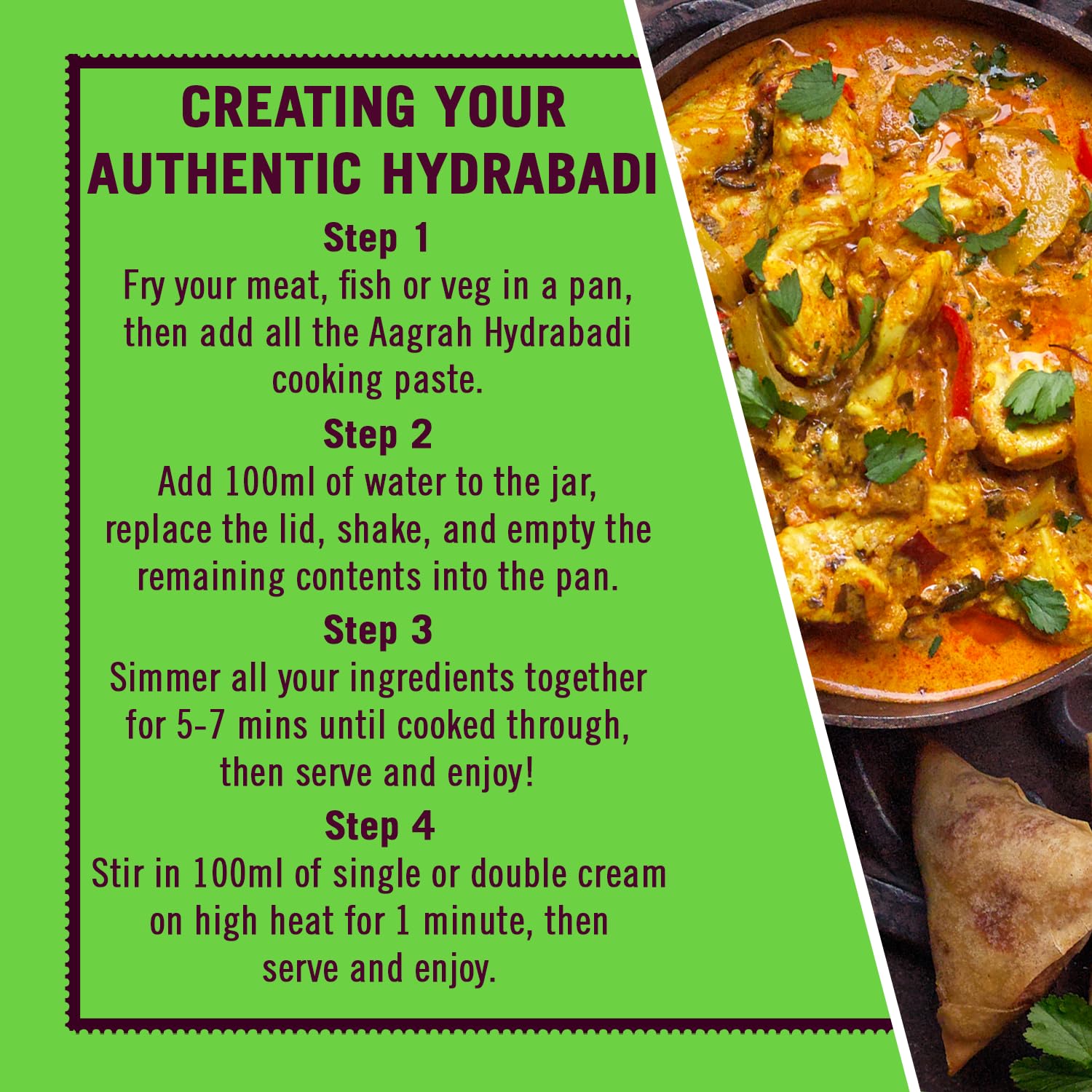 Aagrah Traditionelle Hydrabadi Tarka Sauce 3 x 270 g, Restaurantrezept