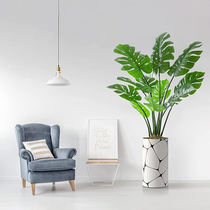 Amazon Signwin 人工モンステラツリー 幾何学線 テクスチャ花瓶 モダンな屋内床植物の装飾 自宅やオフィスに Lサイズ 全体78インチ 花 観葉植物 フラワーギフト オンライン通販
