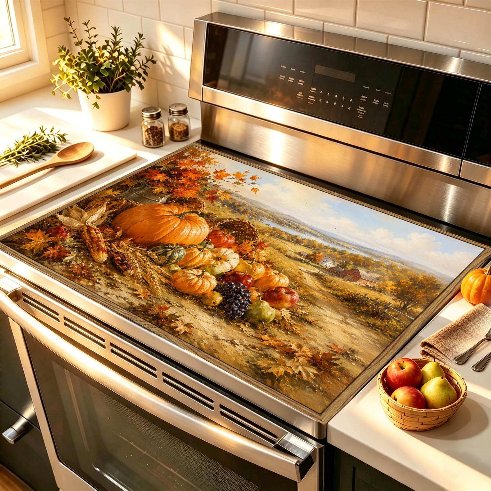 HOMETITUTE Harvest Season Farm Stove Cover 28x20 Diatomite Mat