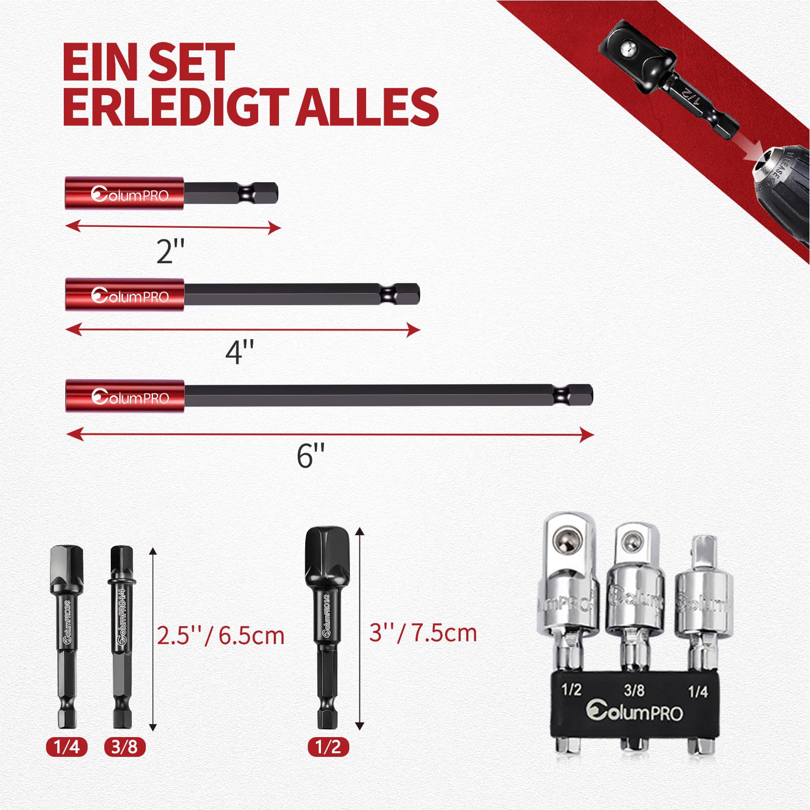 22PCS Flexibles Bohrer-Verlängerungs set, Bohrer-Verlängerung, Universal-Einsatz, rechtwinkliger Bohraufsatz, Bohrerhalter-Set, Steckschlüssel-Adapter-Set & Schraubendreher-Bit-Set