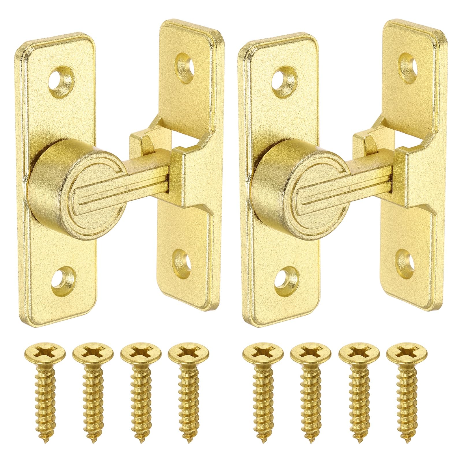 sourcing map 2Pcs Barn Door Lock, 90 Degree Flip Barn Door Lock for Single Hinged & Sliding Doors, Zinc Alloy Sliding Security Latch with Screws for Garden Bathroom Garage, Gold