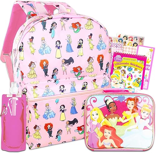 Miniatura 1 de Disney Bundle Mochila de princesa con lonchera para niñas y niños mochila de princesa de 16 pulgadas lonchera de princesa de Disney bolsa de agua