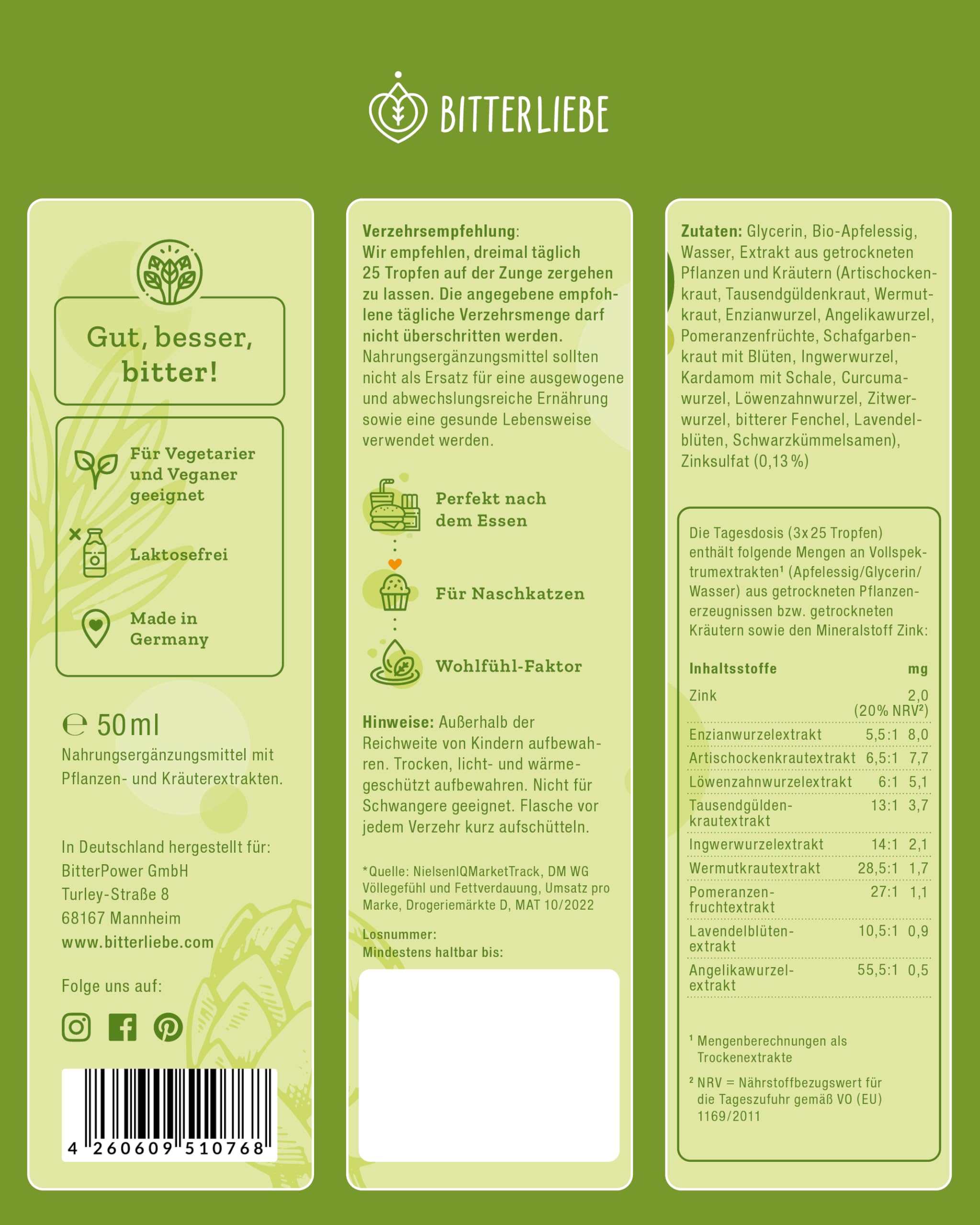 BitterLiebe - Bittertropfen ohne Alkohol - nach Hildegard von Bingen - das Original aus Die Höhle der Löwen - hochdosierte Bitterstoffe Tropfen alkoholfrei (3)