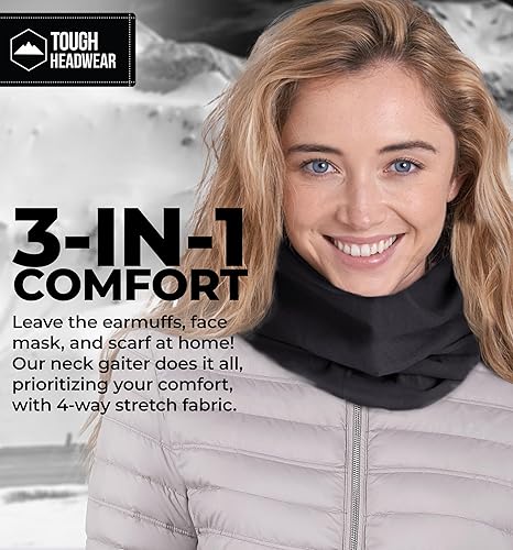 Miniatura 6 de Tough Headwear Swtich - Polainas de cuello de invierno para hombres y mujeres, polaina de cuello de forro polar, polaina de esquí, reversible