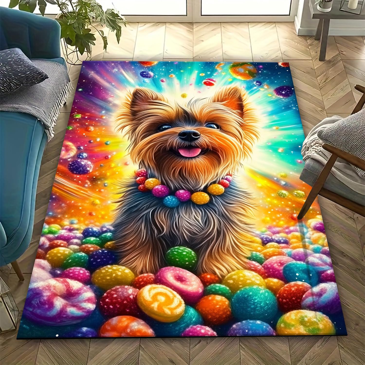 Tapis de chambre facile à nettoyer en mousse douce anti-fatigue motif chien 3D