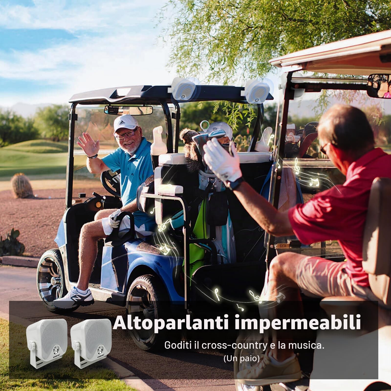 STUDIOFINIX Sistema di altoparlanti stereo impermeabile 10,2 cm 100 W per ATV, UTV, moto, trattore, barca (bianco)
