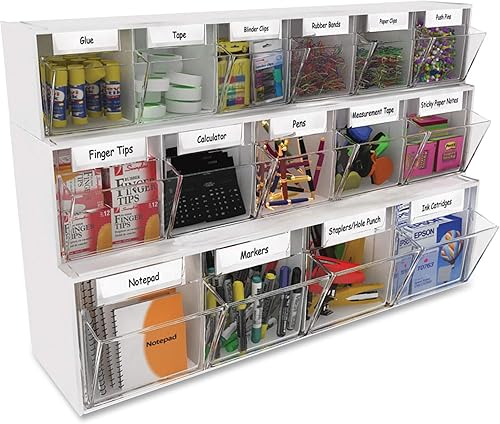 Miniatura 6 de Deflecto Organizador de almacenamiento múltiple entrelazado, contenedor inclinable, blanco