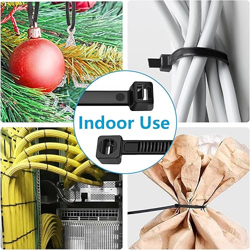 Miniatura 8 de Bridas de 12 pulgadas (paquete de 100), dientes de doble cara, 85 libras, que ofrecen 1.7 veces más resistencia a la tracción en las mismas