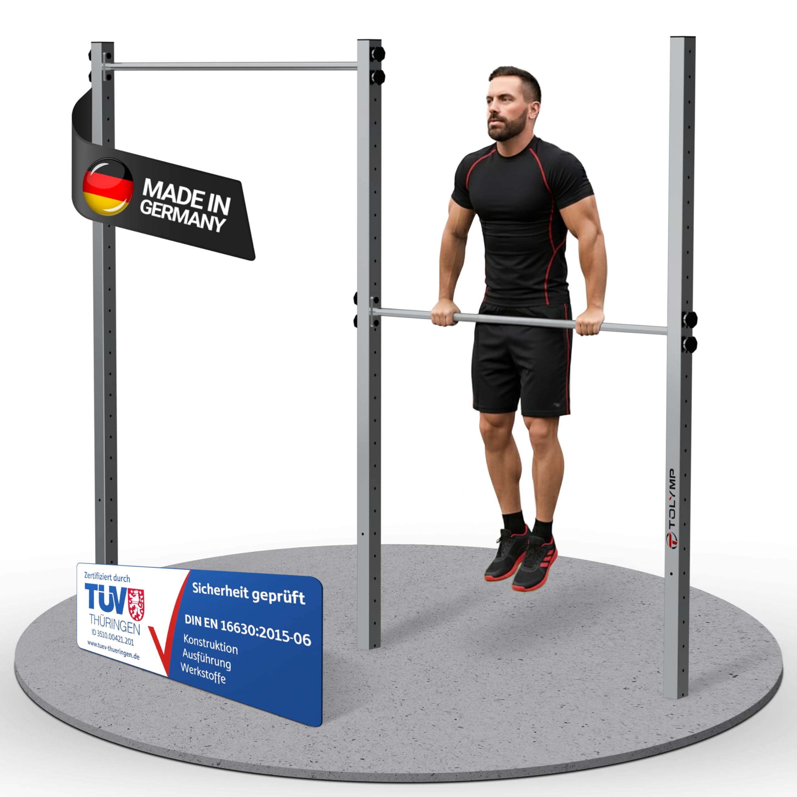Doppel Reckstange Zugschwitze aus V2A Edelstahl/wetterfeste Klimmzugstange freistehend für Outdoor-Fitness/hochwertiges Turnreck für Garten/Doppelreck je bis 150 kg belastbar
