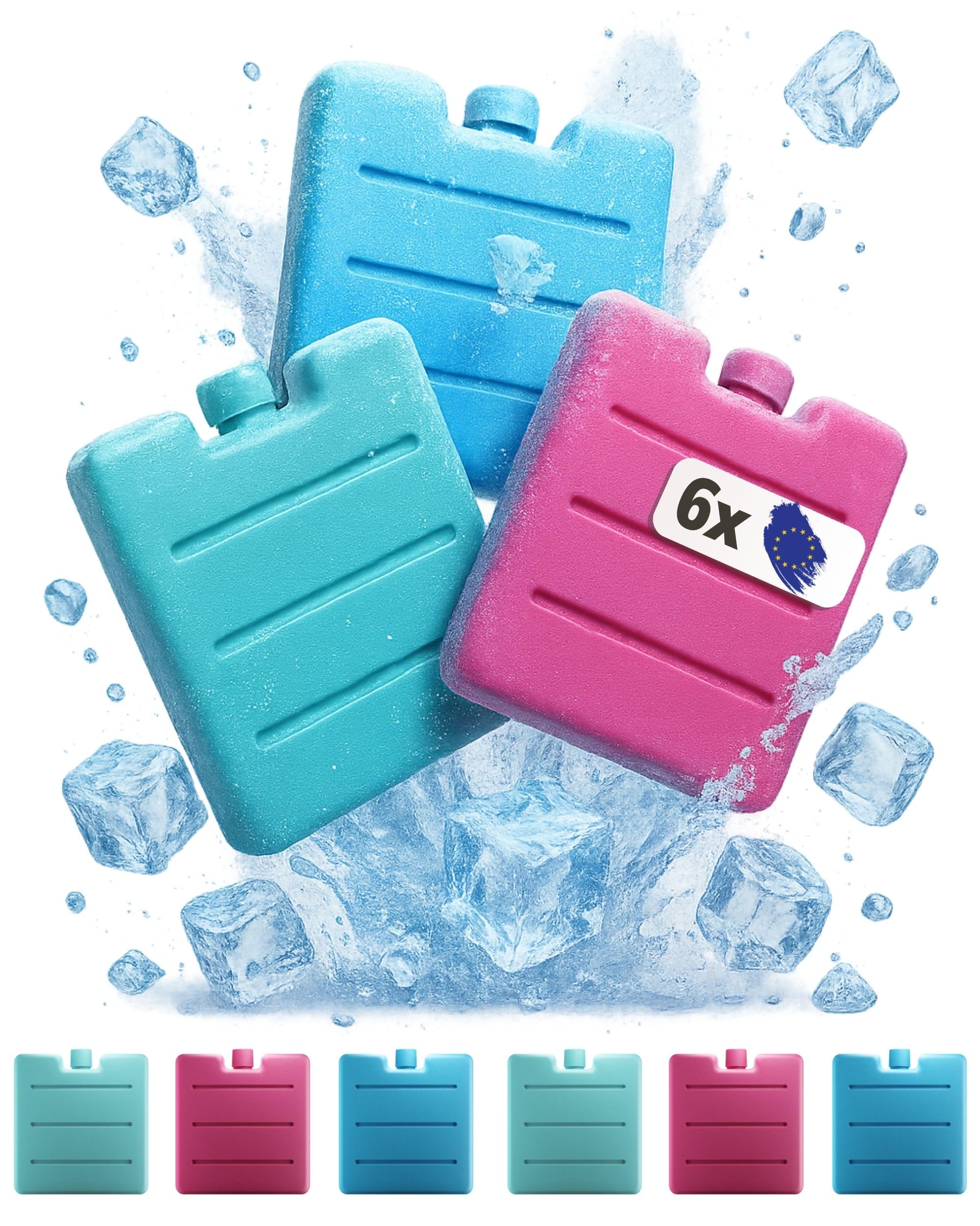 ToCi Piccoli Fresco Batterie in Blu, Rosa e Verde | Mini Fresco-Elementi Riflettenti per la Borsa frigo | Fresco-Batteria per Il Contenitore per Il Pranzo