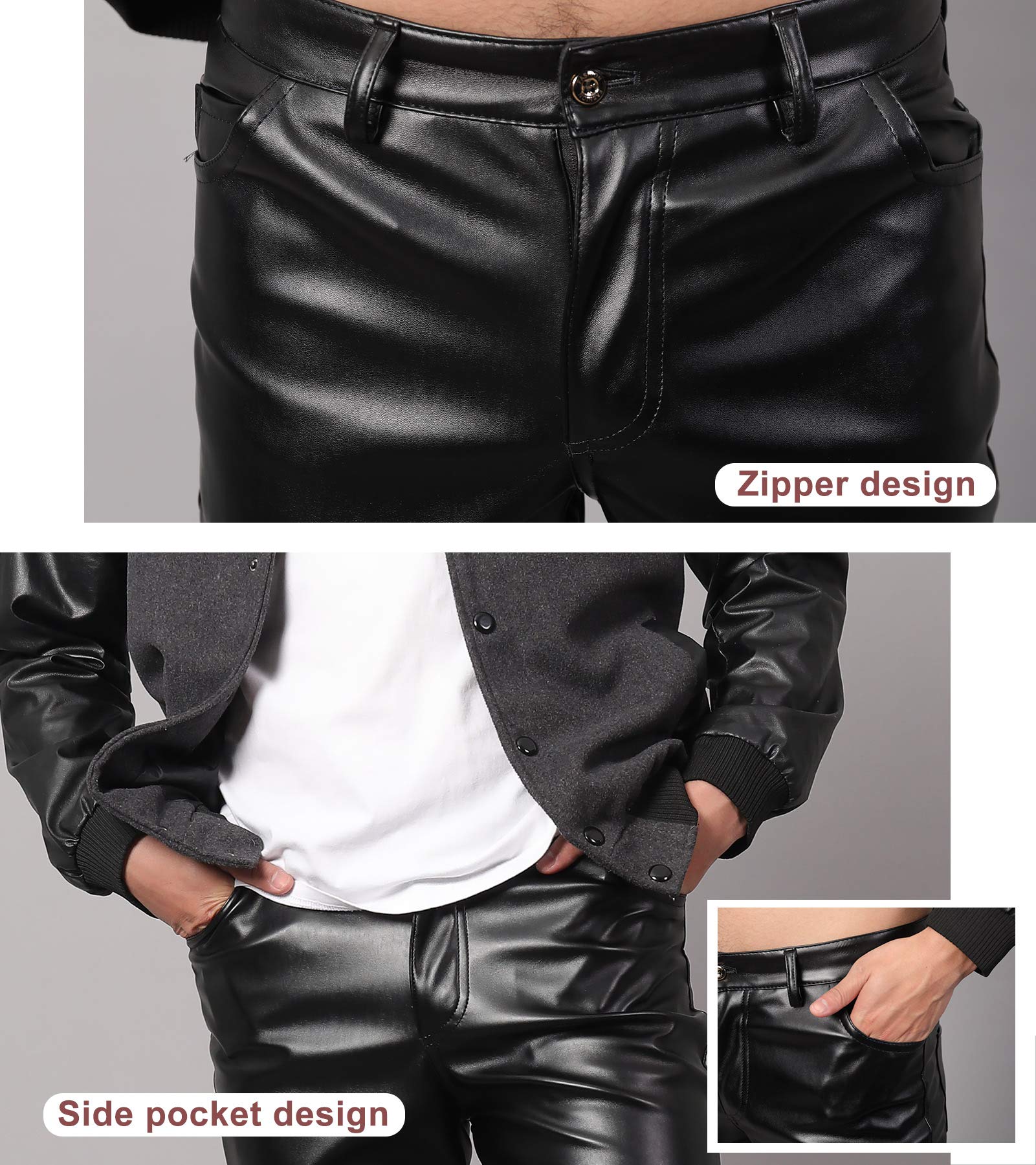 Panegy Herren Kunstleder Hosen Slim Fit Lange Hosen Stretch Enge Bleistift Hose für Nachtclub Bühnenshow Kostüm Cosplay