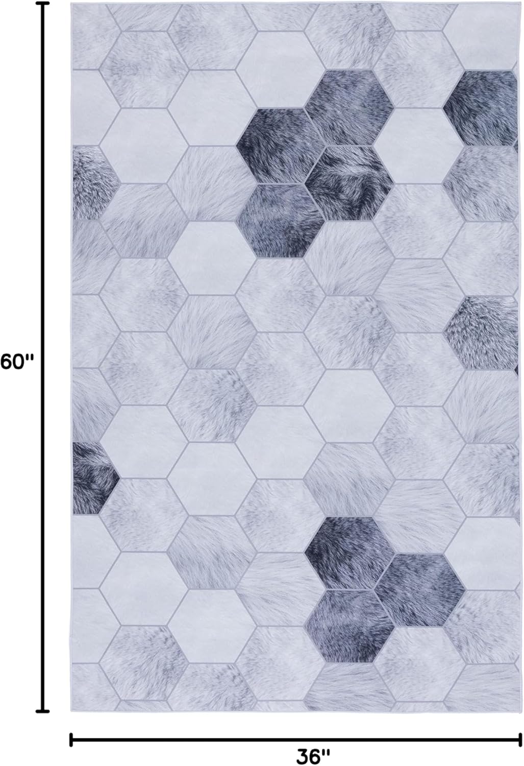 SAFAVIEH Washable Rug Faux Hide Collection - 3' x 5', Ivory & Grey, Slip Resistant, Modern Printed Pattern, Ideal for Living Room, Kitchen, Foyer, Bedroom (FAH546A)