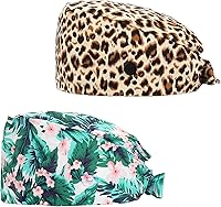 Vista 11 de QBA Gorra de trabajo ajustable con botón, gorro de trabajo de algodón, banda elástica para atar en la espalda, para mujeres y hombres, talla única