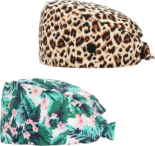 Miniatura 35 de QBA Adjustable Working Cap with Button, Cotton Working Hat Sweatband, Elastic Bandage Tie Back Hats for Women & Men, One