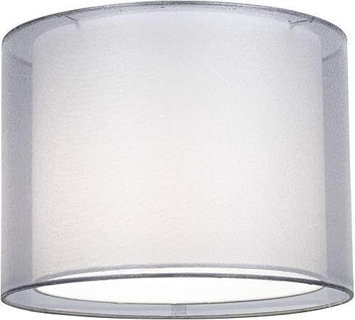 Miniatura 3 de Juego de 2 pantallas de lámpara de doble tambor de tapa dura, transparentes, plateadas, pequeñas, parte superior de 12 pulgadas x 12 pulgadas de