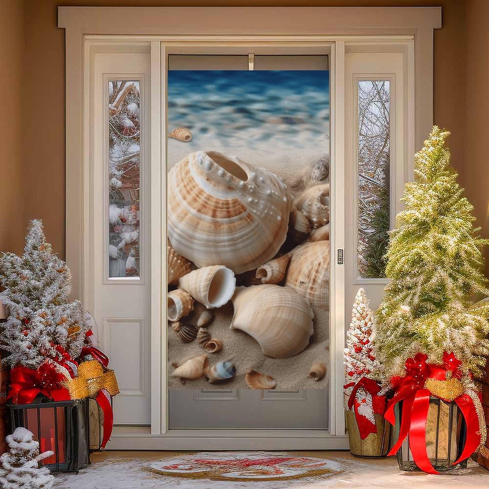 NTVOWPZO Seashells by The Seashore Door Curtains for Doorway Privacy Dividers Door Banner Blackout Curtains Fabric Door Window Curtain for Home Bedroom Kitchen Decor 35.4x70.9 in Decorative Banner