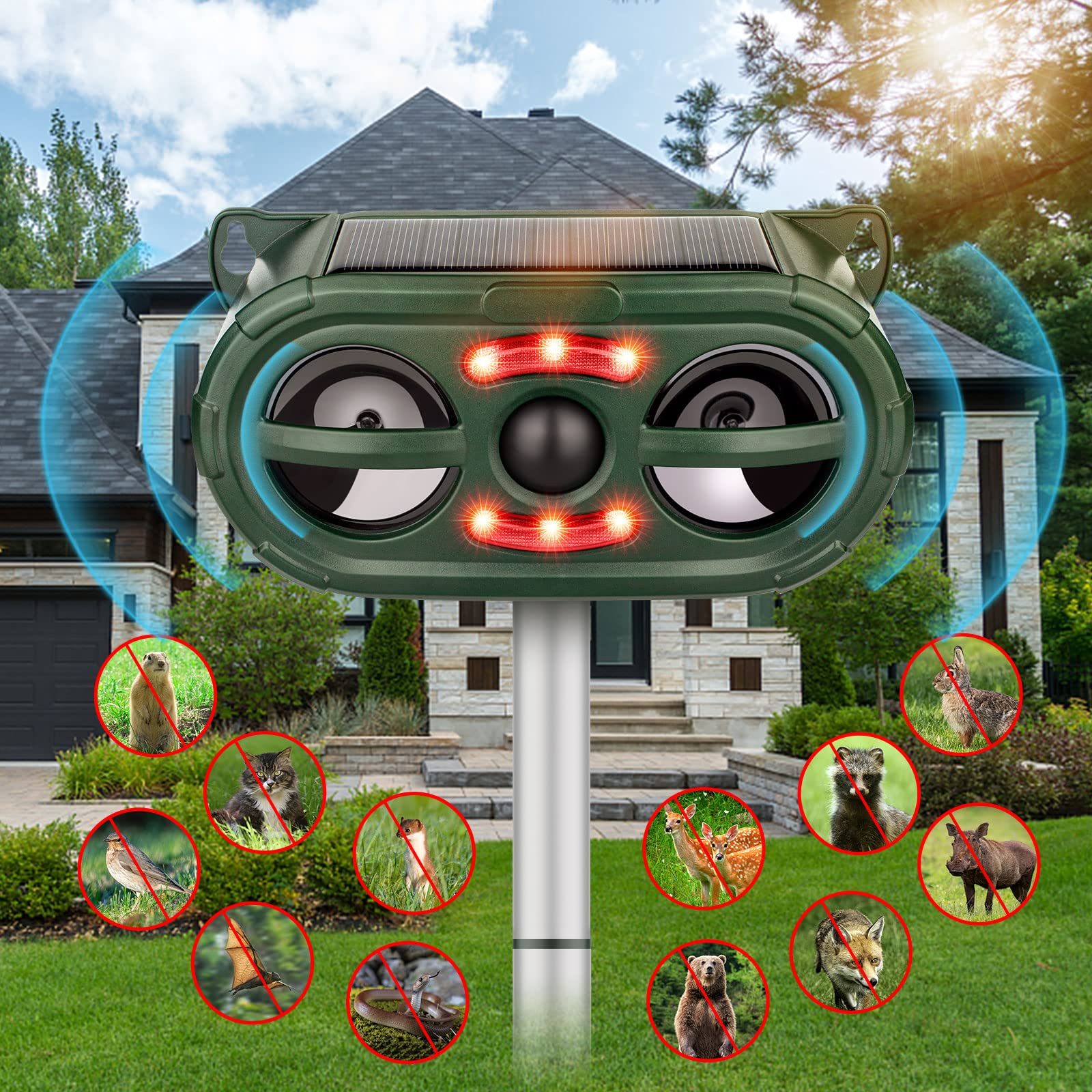 Buy Ultrasonic Solar Animal Repeller, Ultrasonic Outdoor Squirrel Cat
