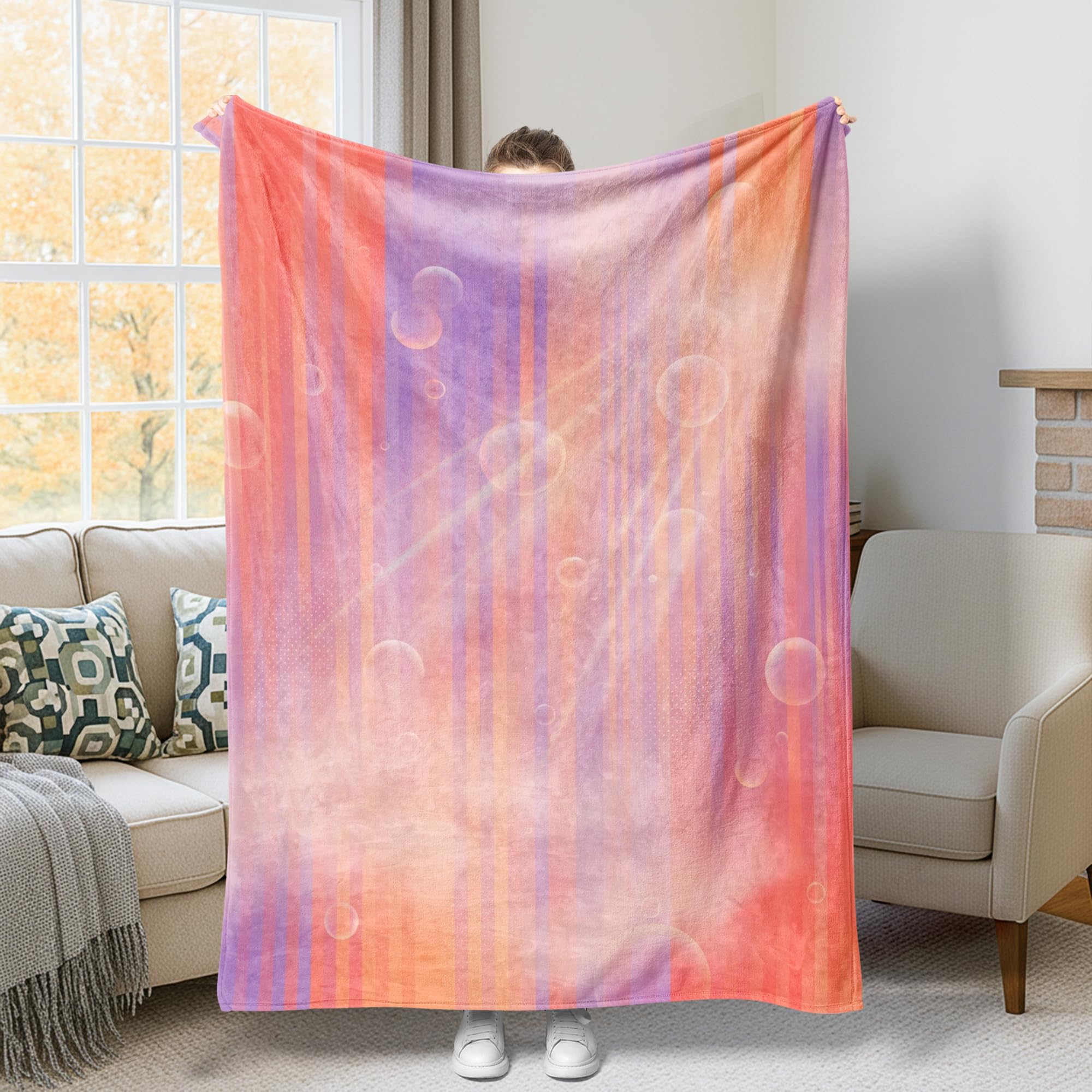 Couverture pelucheuse et confortable, plaid léger violet pour lit