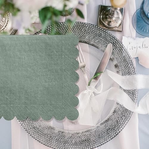 Miniatura 79 de Zhanmai Paquete de 100 servilletas de cóctel de 5 x 5 pulgadas, servilletas festoneadas de papel de color degradado con bordes festoneados, almuerzo