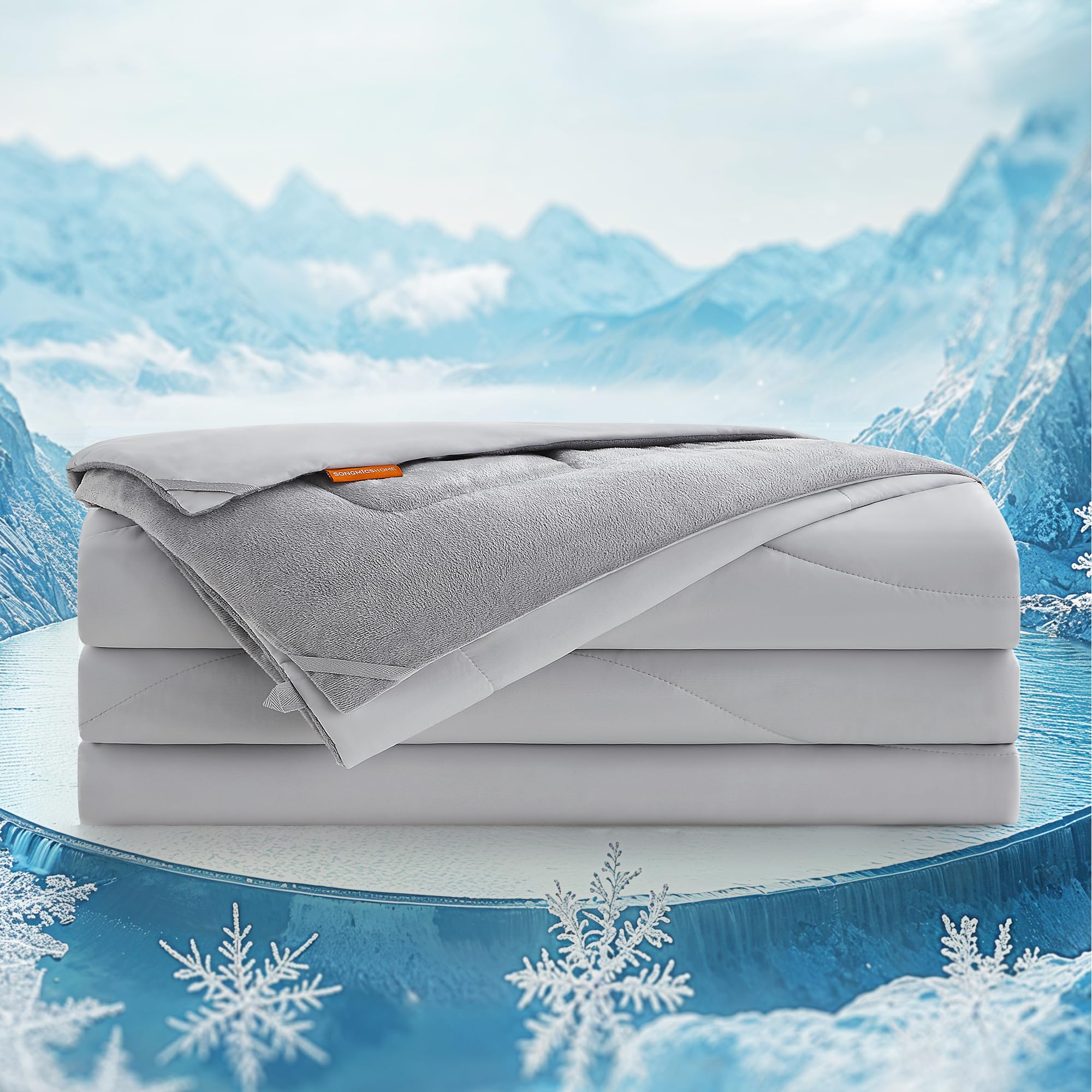 SONGMICS HOME Down Alternative Microfiber Reversible Comforter Queen, All Season Lightweight Cooling Comforter for Night Sweats Hot Sleeper, Plush Fuz