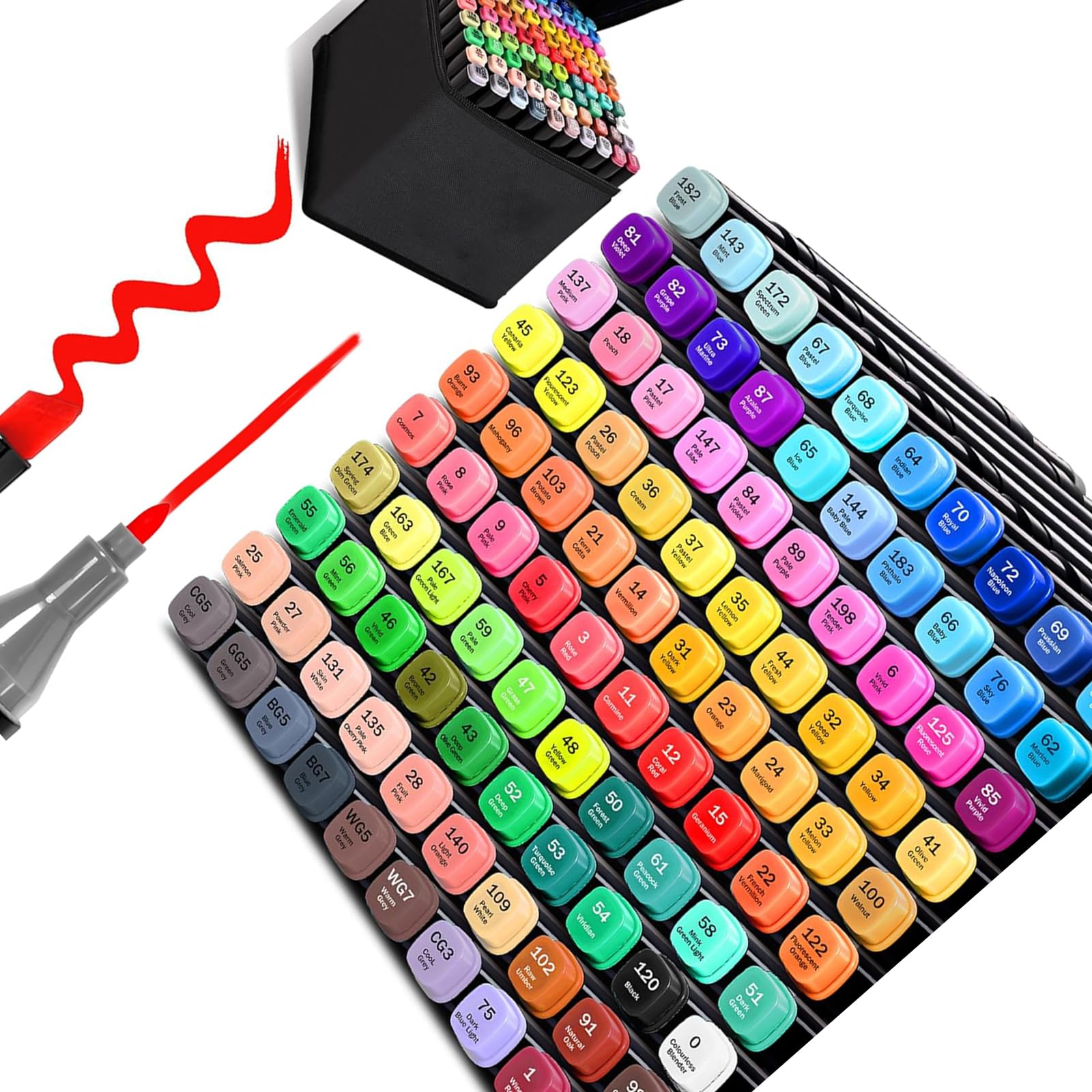 Confezione da 100 pennarelli artistici professionali, 99 colori, per sfumature lisce e schizzi