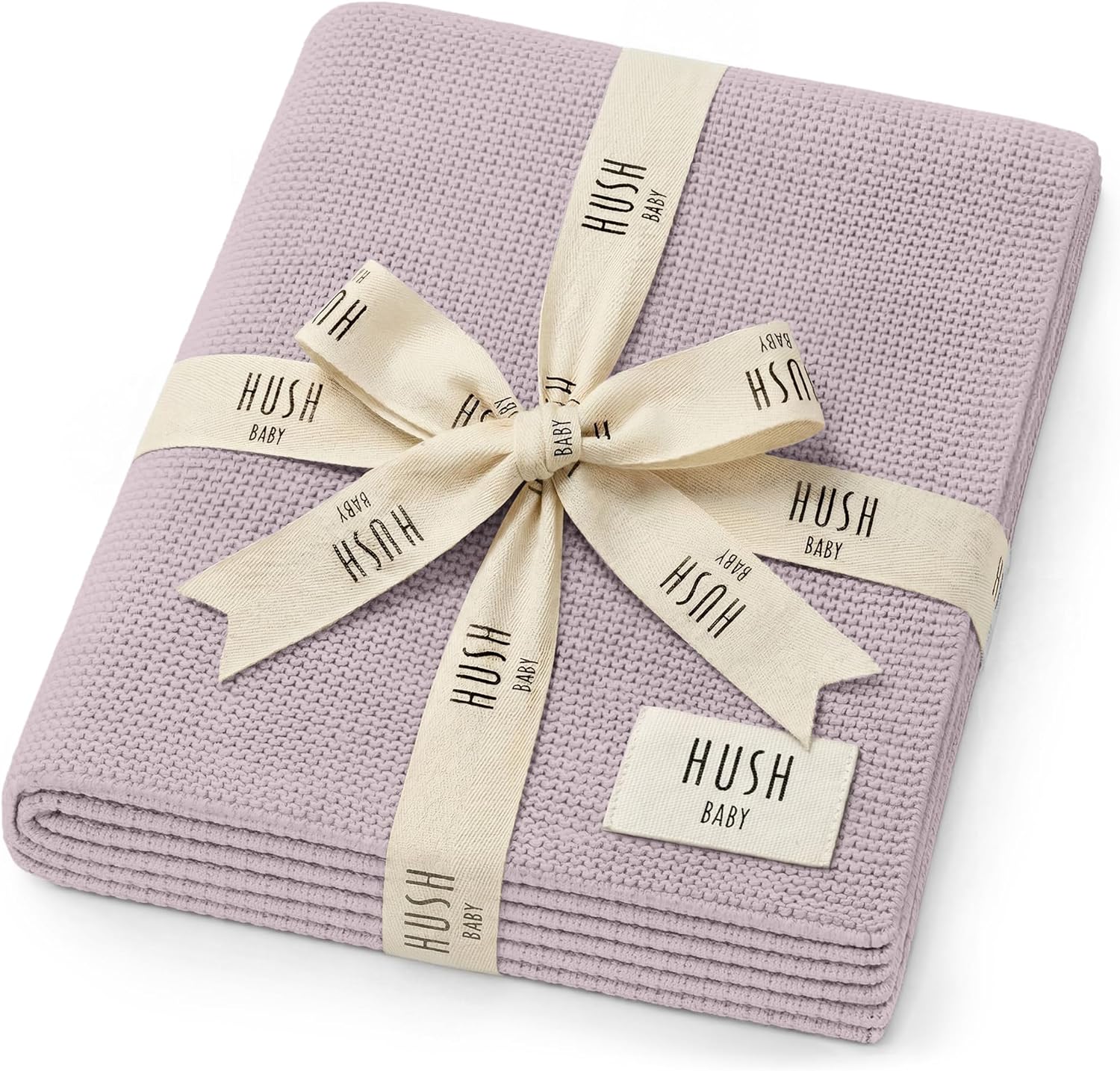 Hush Baby Signature Baby Blanket – GOTS Certified, Made with Organic Cotton & Lyocell, Soft Receiving & Swaddle Blanket for Boys & Girls (Lavender Dream)